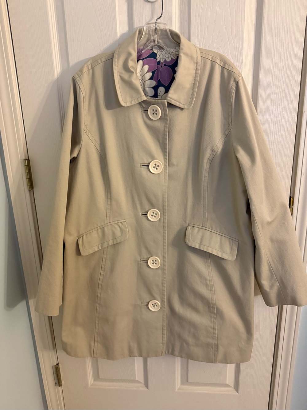 Boden Beige Single-Breasted Trench Coat